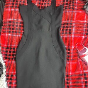 Chic Black Bandage Bodycon Midi Dress | Sculpting Cross-Front Bodice